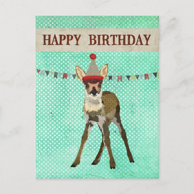 HAPPY BIRTHDAY FAWN Postcard Postkarte (Vorderseite)