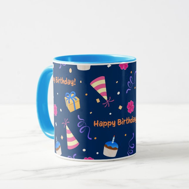 Happy Birthday feiern Design-Tasse Tasse (Vorderseite Links)