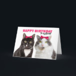 Happy Birthday Female Friend Niedlich Cats in Pink Feiertagskarte<br><div class="desc">Diese zwei gal pal Kätzchen in passenden rosa Haarbändern sind eine bezaubernde Möglichkeit,  um Ihre besondere Freundin lassen,  dass Sie ihr einen puren Geburtstag wünschen!</div>