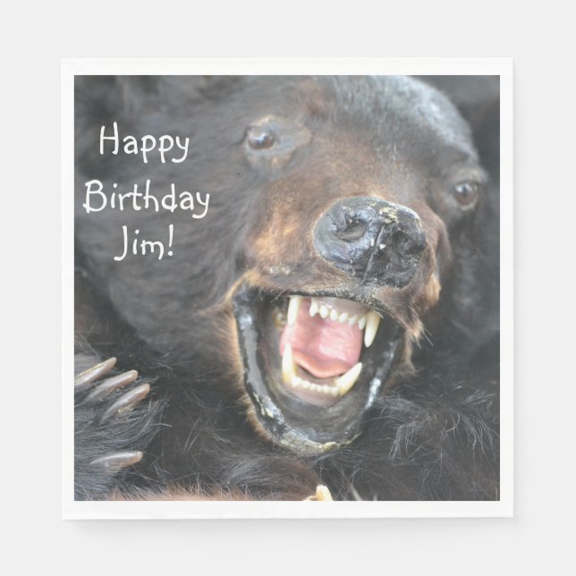 Happy Birthday Ferocious Bär Serviette (Vorderseite)