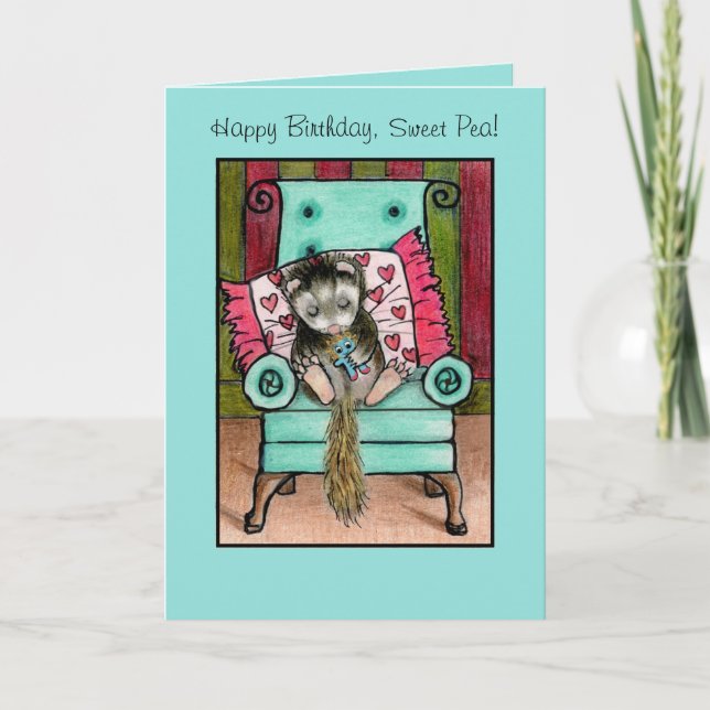 Happy Birthday Ferret Card Karte (Vorderseite)