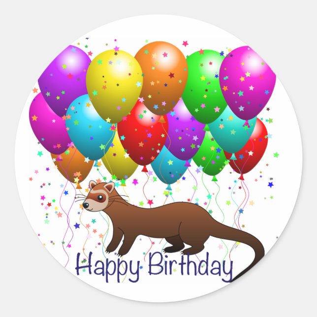 Happy Birthday Ferret Sticker (Vorderseite)
