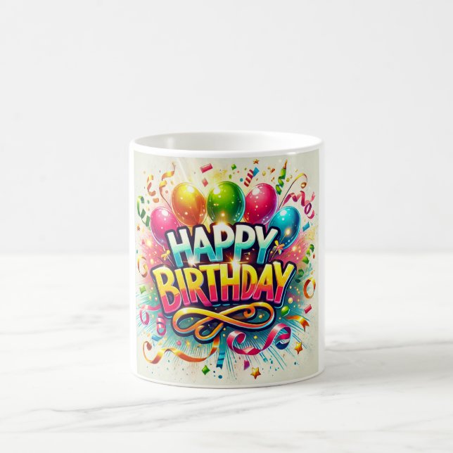 Happy Birthday Festive Balloon Celebration Kaffeetasse (Mittel)