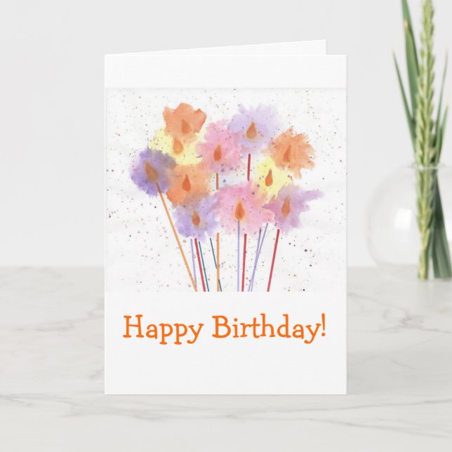 Happy Birthday Festive Candles Karte (Vorderseite)