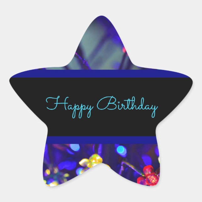 Happy Birthday Festive Feier Stern-Aufkleber (Vorderseite)