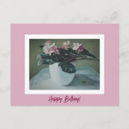 Happy Birthday Fine Art Vintag pink Blume Card Feiertagspostkarte