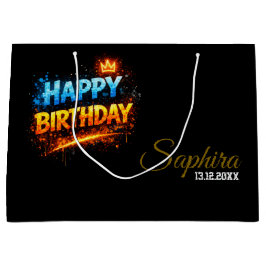 Happy Birthday Fire & Ice Splash Design (benutzerd Große Geschenktüte
