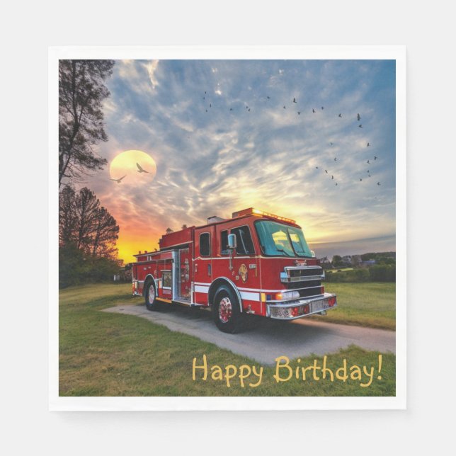Happy Birthday Fire Motor Serviette (Vorderseite)
