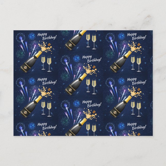 Happy Birthday Fireworks Postkarte (Vorderseite)