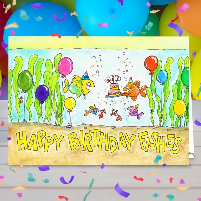 Happy Birthday Fish Begrüßung Karte (Von Creator hochgeladen)
