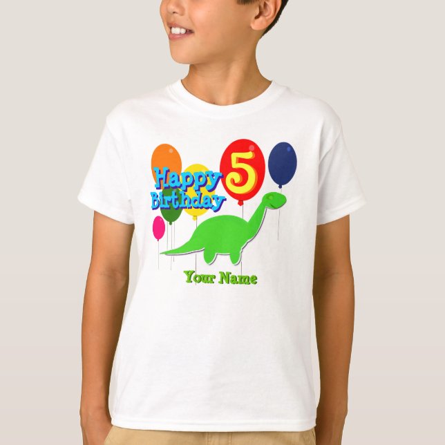 Happy Birthday Five Years Balloons Dino T - Shirt (Vorderseite)