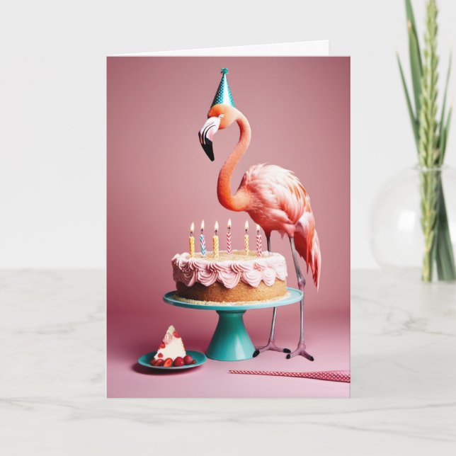 Happy Birthday Flamingo Karte (Vorderseite)