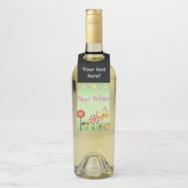 Happy Birthday Flaschenanhänger (Auf Flasche)
