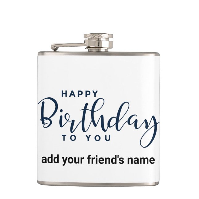Happy Birthday Flask Individuelle Name Gift Flachmann (Vorderseite)