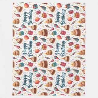 Happy Birthday Fleece Blanket mit Balloons