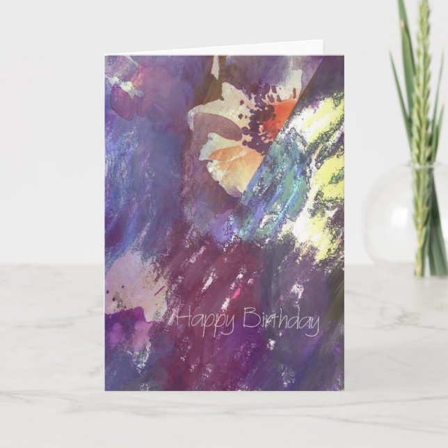 Happy Birthday Floral Abstrakt Karte (Vorderseite)