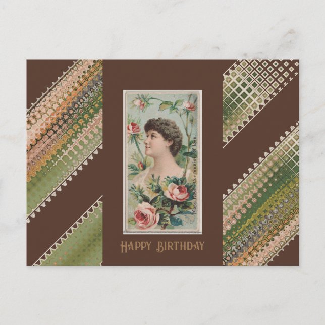 Happy Birthday Floral Beauties Moss Rose Postkarte (Vorderseite)