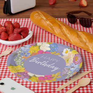 Happy Birthday Floral Blooms Pappteller