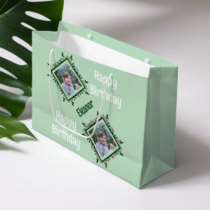Happy Birthday Floral Foto Frame Große Geschenktüte