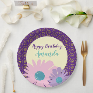 Happy Birthday Floral Garden Pappteller