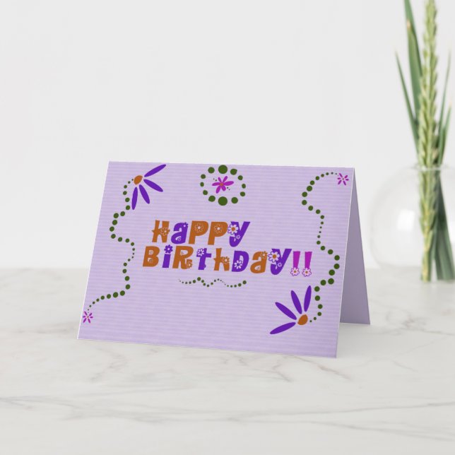 Happy Birthday Floral Karte (Vorderseite)
