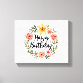 Happy Birthday Floral Leinwanddruck