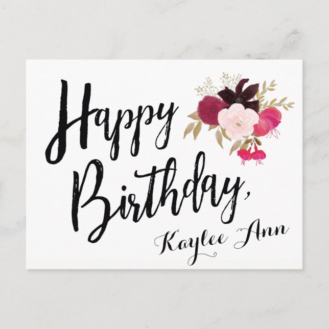 Happy Birthday Floral Postcard für sie Postkarte (Vorderseite)