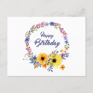Happy Birthday Floral Postkarte