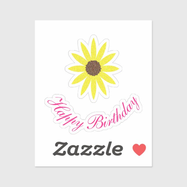 Happy Birthday Floral Sonnenblume Rosa Gelb 2024 Aufkleber (Blatt)