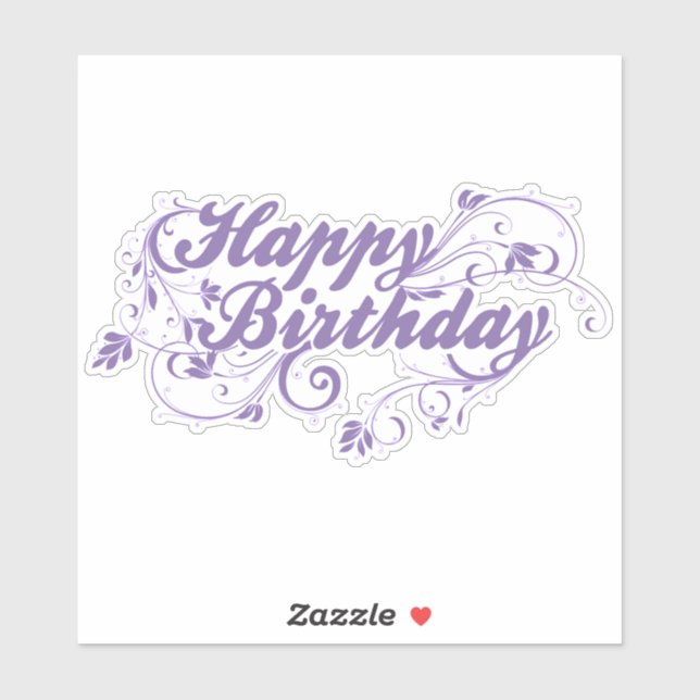 Happy Birthday Floral Violet Aufkleber (Blatt)
