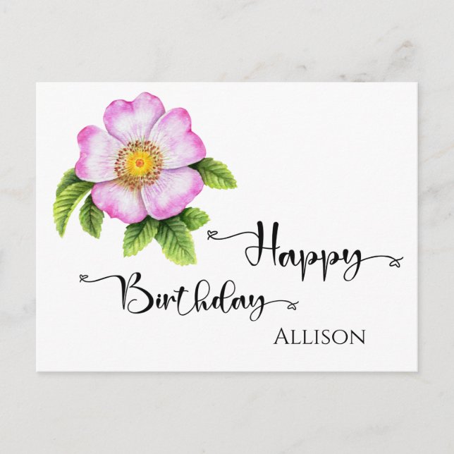 Happy Birthday Floral Watercolor Postkarte (Vorderseite)