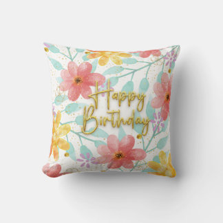 Happy Birthday florale botanische Elegant Template Kissen