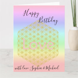 Happy Birthday flower of life Love Mandala Karte