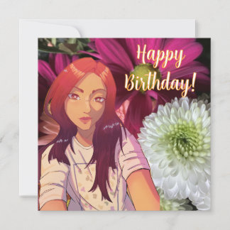 Happy birthday flowers. anime einladung