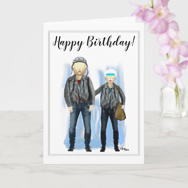 Happy Birthday for Biker Grandparents Karte (Orchidee)