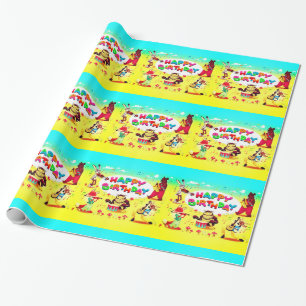Happy Birthday Forest Friends Geschenkpapier