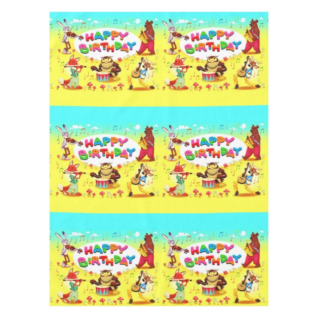 Happy Birthday Forest Friends Tischdecke (Vorderseite)