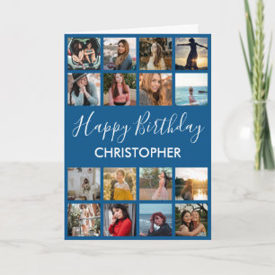 Happy Birthday Foto Collage 16 Fotos Blau Karte