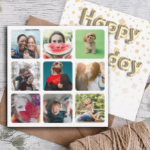 Happy Birthday Foto Collage & Gold Ballon Text
