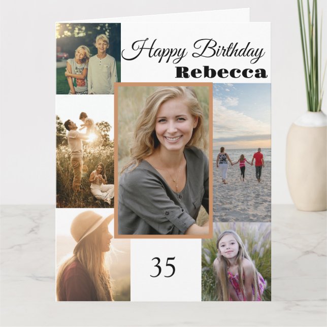 Happy Birthday Foto Collage jedes Alter Karte (Vorderseite)
