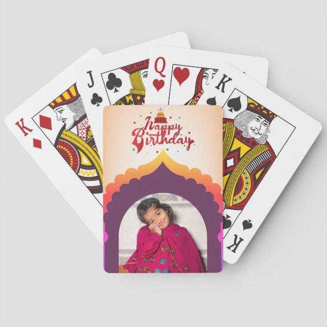Happy Birthday Foto Deck Einzigartiges Personalisi Spielkarten (Rückseite)