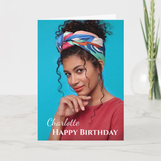 Happy Birthday Foto Elegante Moderne Technik Karte (Vorderseite)