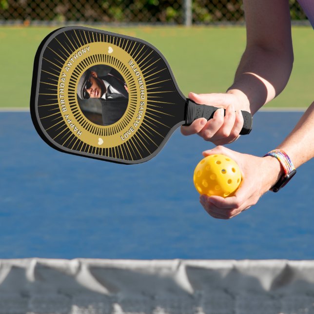Happy Birthday Foto Ihm Ihre elegante Personalisie Pickleball Schläger (InSitu)