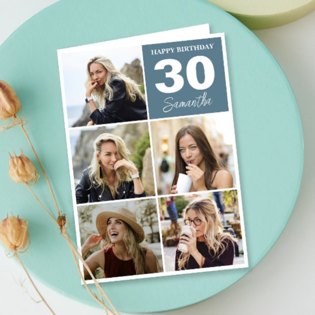 Happy Birthday Foto | Jegliches Alter aufheben Karte (Personalize the collage birthday greeting card to create a special keepsake for your loved one!)