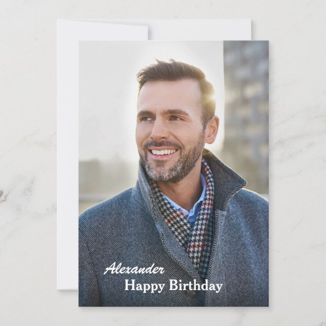Happy Birthday Foto Moderne personalize Flat Card (Vorderseite)