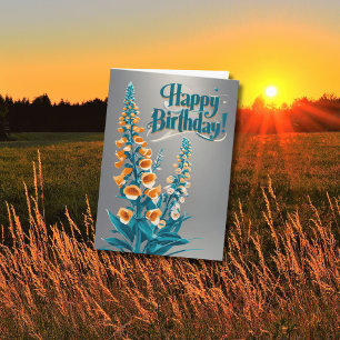 Happy Birthday Foxglove Blume Botanische Kunst Karte
