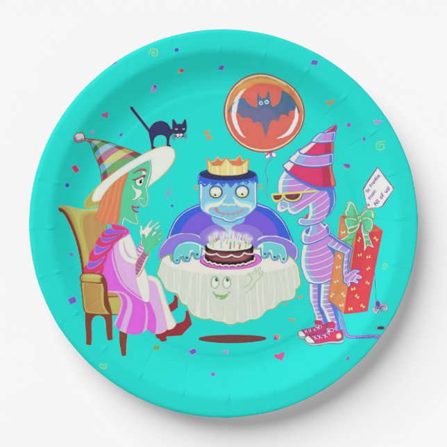 Happy Birthday Frankie (Farbe Papier Platte) Pappteller (Vorderseite)