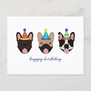 Happy Birthday Französische Bulldogge Party Hüte Postkarte