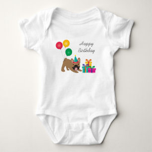 Happy Birthday French Bulldog Colorful Baby Strampler