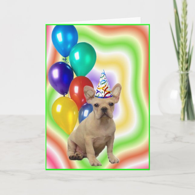 Happy Birthday French Bulldog Greeting Card Karte (Vorderseite)